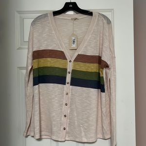 Just peachy striped knit cardigan